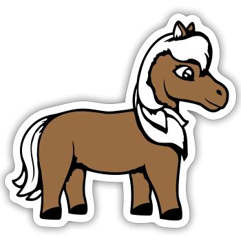 Pferd Süß Pony Fohlen Pferdemädchen Niedlich Comic - Sticker Größe S (10 x 10 cm) - Mattweiß - Vorne