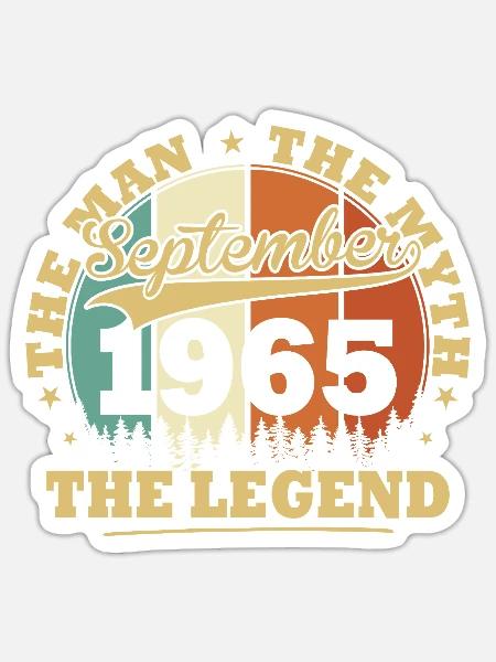 Vintage September 1965 Geburtstagsgeschenk 60 Jahr - Sticker Größe S (10 x 10 cm) - Mattweiß