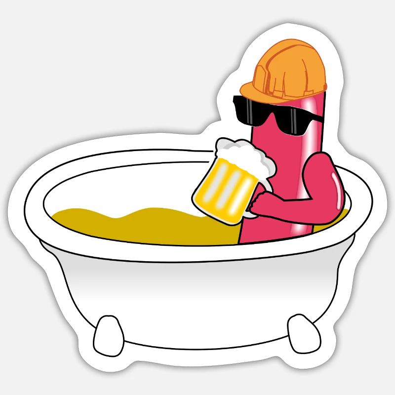 Saucisse dans un bain de moutarde Sticker taille S (10 x 10 cm)