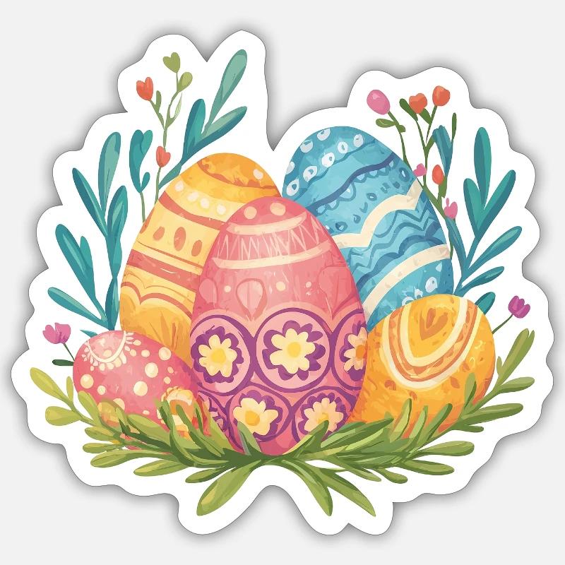 Œuf de Pâques - Sticker taille S (10 x 10 cm) - blanc mat