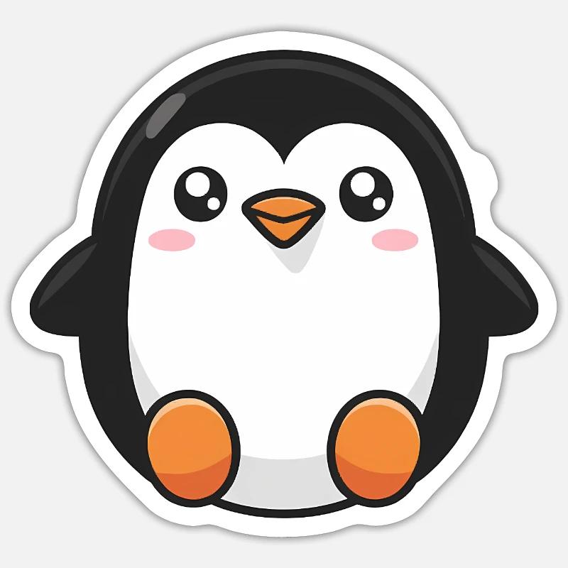 pingouin mignon - Sticker taille S (10 x 10 cm) - blanc mat