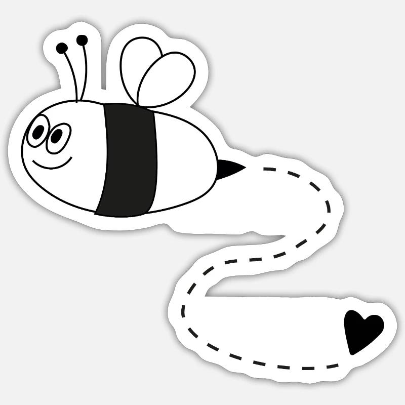 Bee with heart - Sticker size S (10 x 10 cm) - white matte