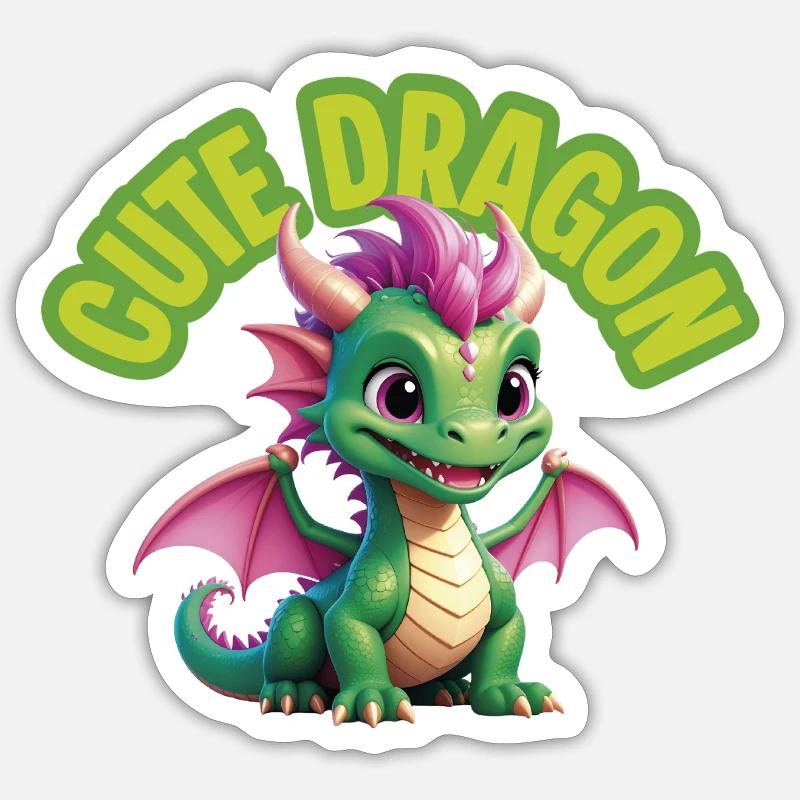 Dragon mignon - Sticker taille S (10 x 10 cm) - blanc mat