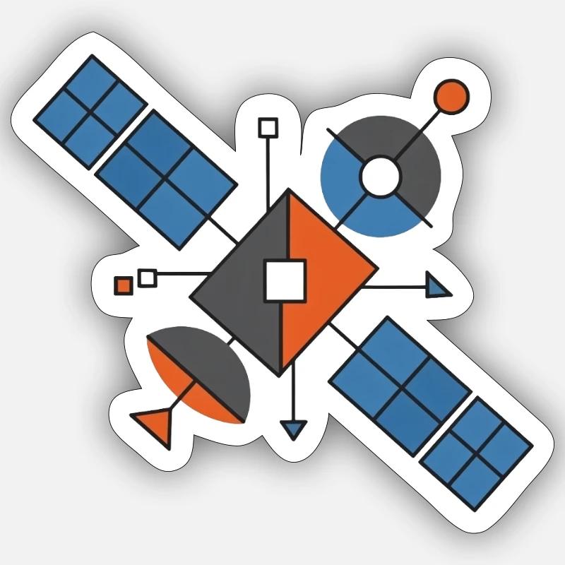 Futuristic Geometric Satellites - Sticker size S (10 x 10 cm) - white matte