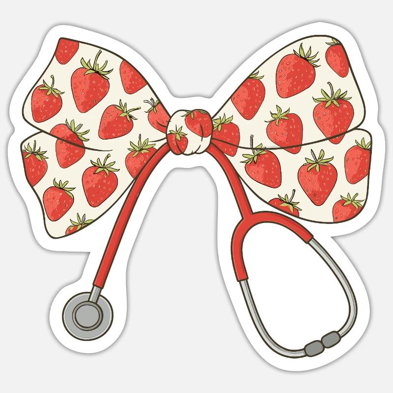 Infirmière, Stéthoscope, Boucle - Sticker taille S (10 x 10 cm) - blanc mat