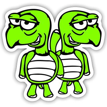2 turtles friends funny silly embarrassing team - Sticker size S (10 x 10 cm) - white matte - Front