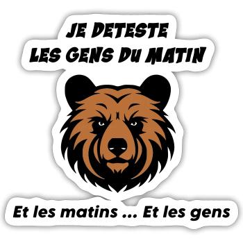 Tête d'ours en colère - Sticker taille S (10 x 10 cm) - blanc mat - Devant