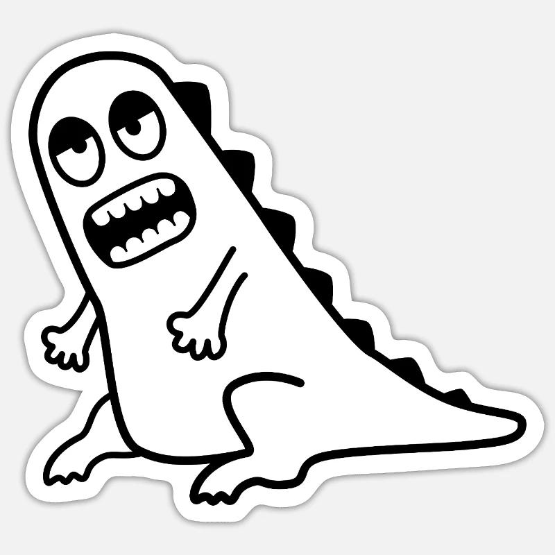Dino Grrr – T-Rex, Nerd & Comic Style - Sticker Größe S (10 x 10 cm) - Mattweiß