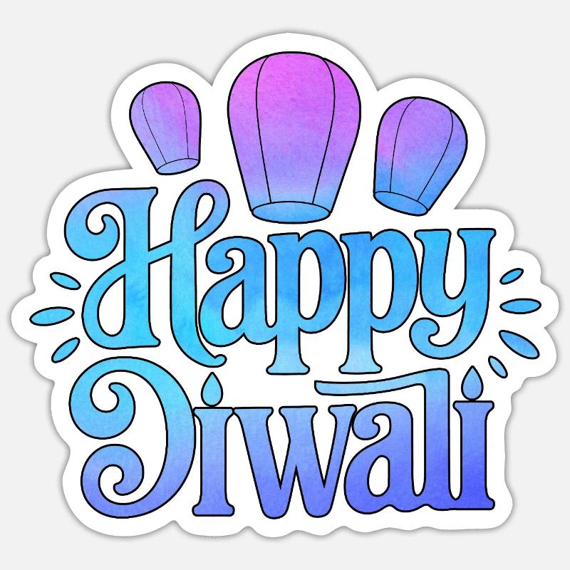 Happy Diwali Lanterns Gradient Sticker size S (10 x 10 cm)