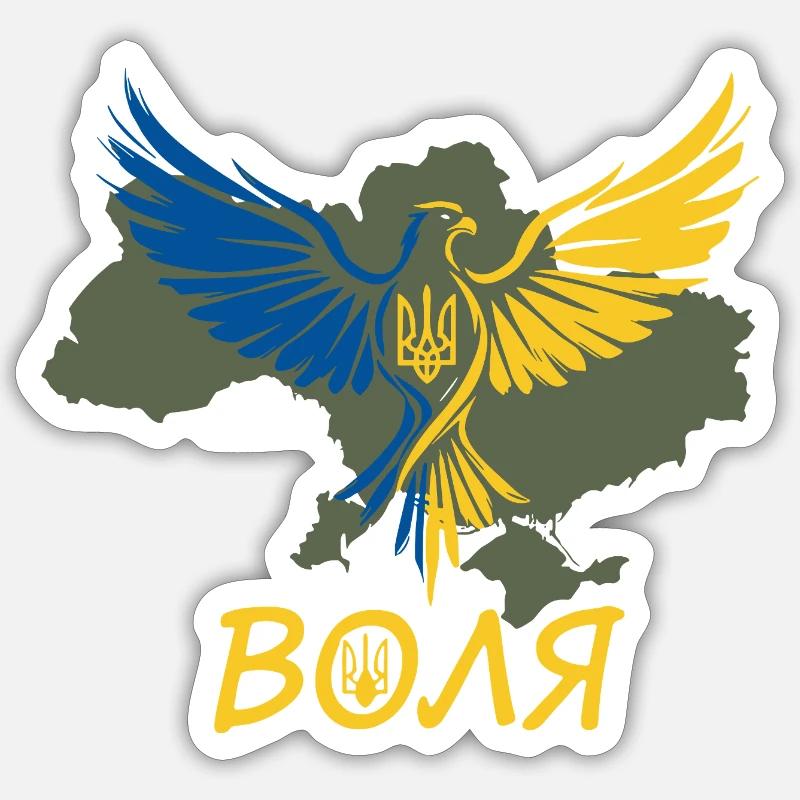 Volya Eagle on Ukraine Map - Sticker size S (10 x 10 cm) - white matte