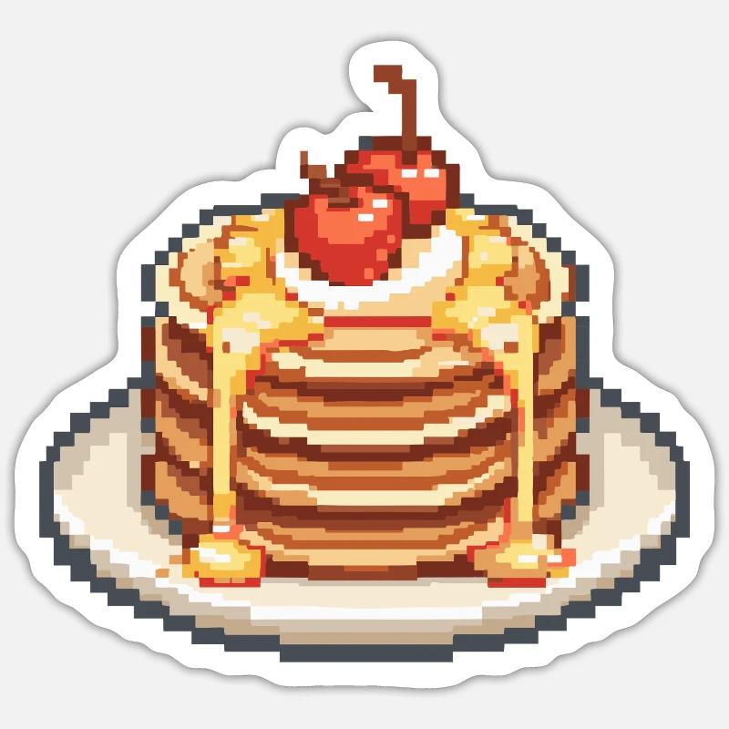 Pixel Pancake Cherries - Sticker size S (10 x 10 cm) - white matte