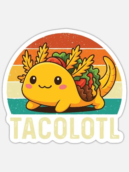 Tacolotl Süßes Axolotl Taco Mashup - Sticker Größe S (10 x 10 cm) - Mattweiß