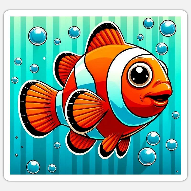 Clownfisch - Sticker Größe S (10 x 10 cm) - Mattweiß