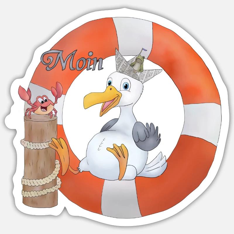Moewe_im_Ring - Sticker size S (10 x 10 cm) - white matte