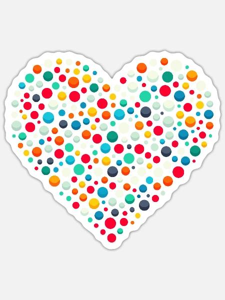 Fleckiges buntes Punkt-Herz-Mosaik - Sticker Größe S (10 x 10 cm) - Mattweiß