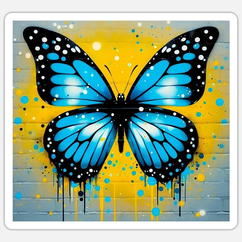 papillon - Sticker taille S (10 x 10 cm) - blanc mat