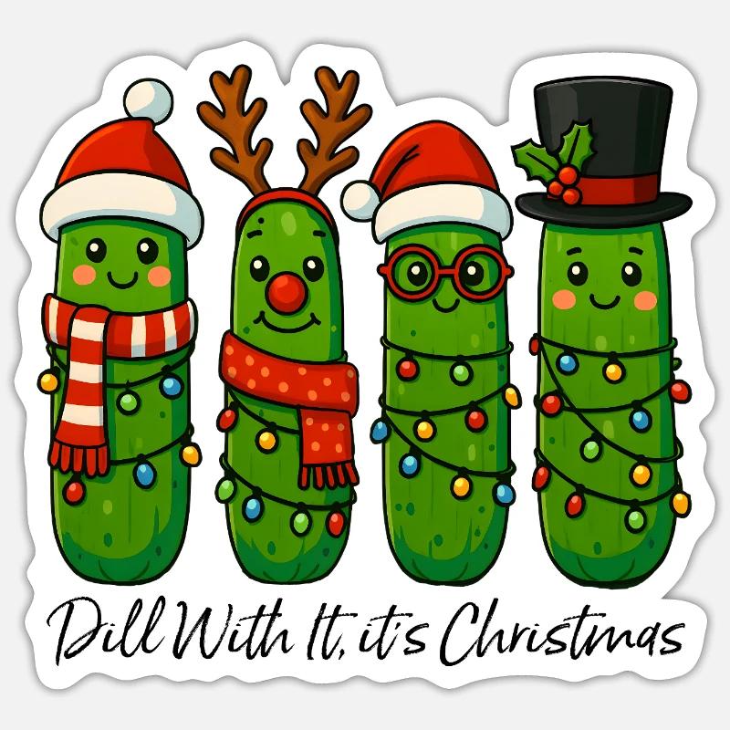 Cornichons de Noël drôles d’aneth avec son design Sticker taille S (10 x 10 cm)
