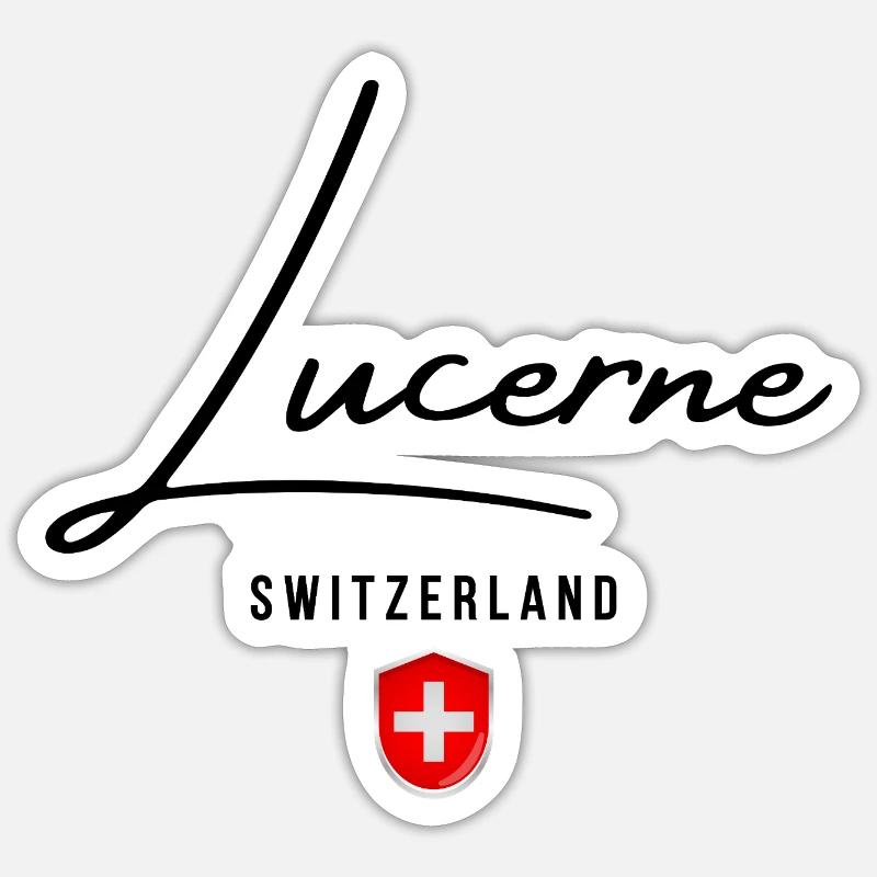 Design élégant Lucerne, Lucerne souvenir - Sticker taille S (10 x 10 cm) - blanc mat