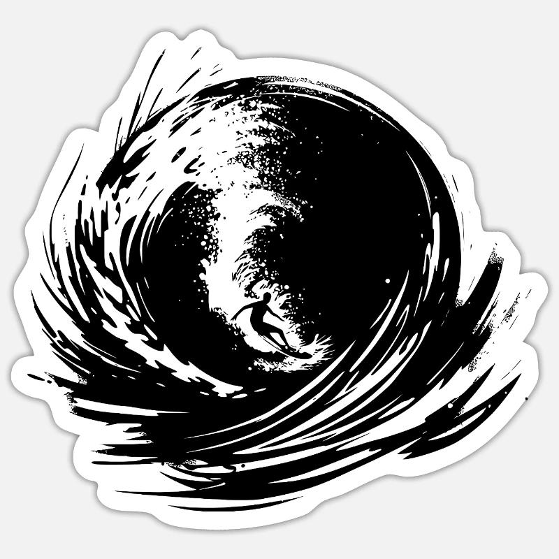 Surfer Design Surf - Sticker taille S (10 x 10 cm) - blanc mat