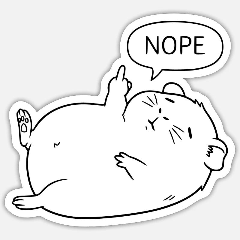 Nope Meerschweinchen | Süßes Statement Design - Sticker Größe S (10 x 10 cm) - Mattweiß