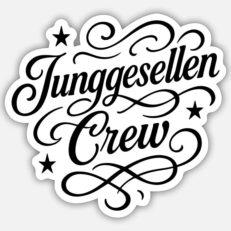 Junggesellen Crew - Sticker Größe S (10 x 10 cm) - Mattweiß