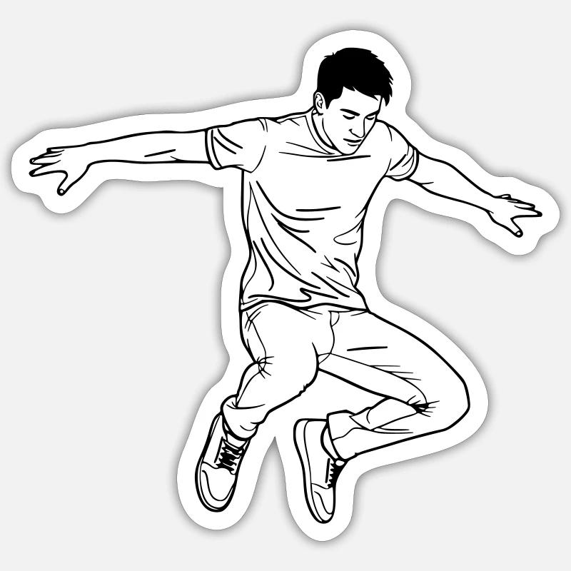 Dancing Man Line Art - Sticker size S (10 x 10 cm) - white matte