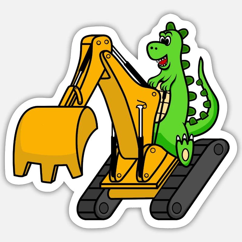 Dino Bagger Dinosaurier - Sticker Größe S (10 x 10 cm) - Mattweiß