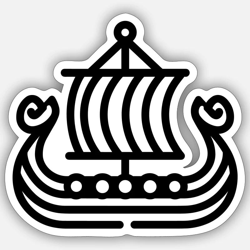Bateau Viking - Sticker taille S (10 x 10 cm) - blanc mat