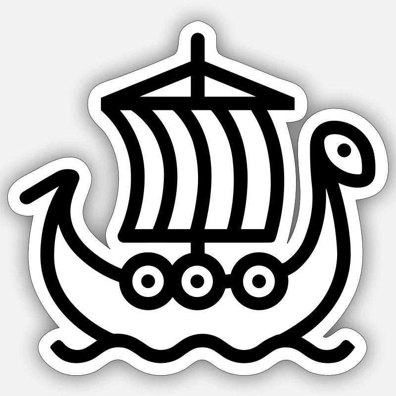 Viking Ship - Sticker size S (10 x 10 cm) - white matte