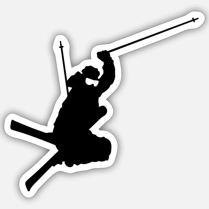 Ski acrobatique - Sticker taille S (10 x 10 cm) - blanc mat
