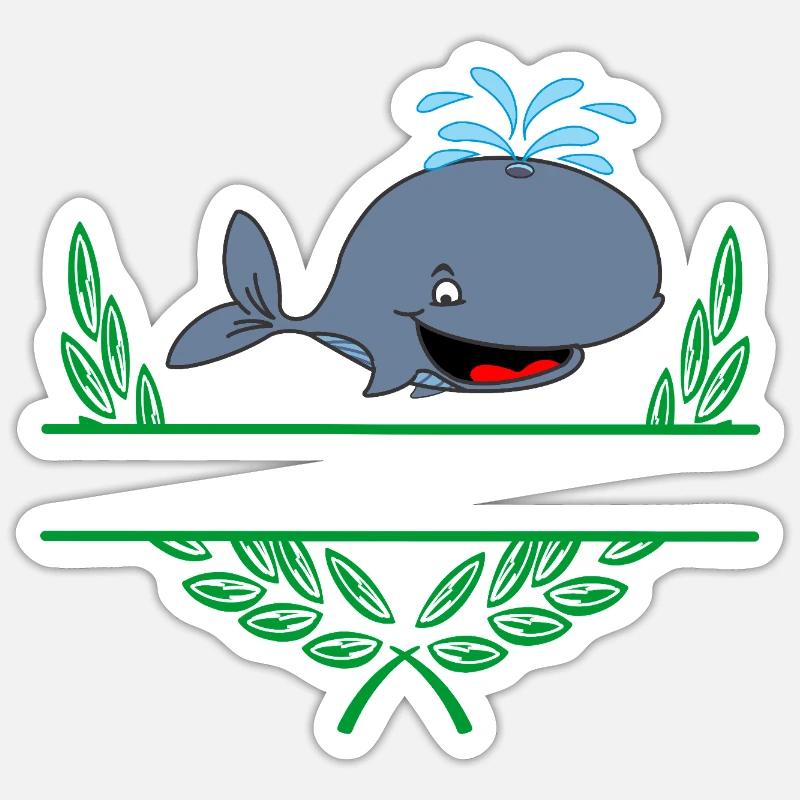 Baleine avec espace de noms - Sticker taille S (10 x 10 cm) - blanc mat