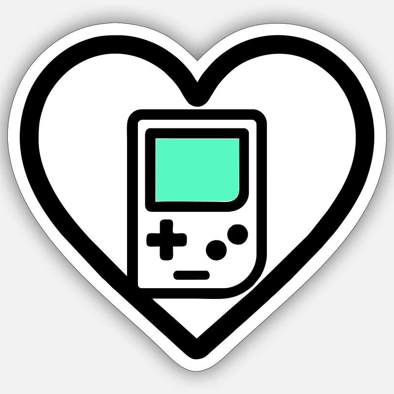 Retro Heart – Retro Handheld Console - Sticker size S (10 x 10 cm) - white matte