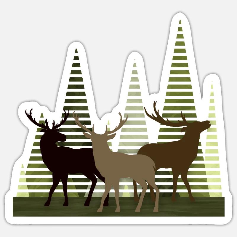 Cerf - Sticker taille S (10 x 10 cm) - blanc mat