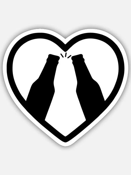 Herzflaschen Bier-Aperitif-Geschenk - Sticker Größe S (10 x 10 cm) - Mattweiß