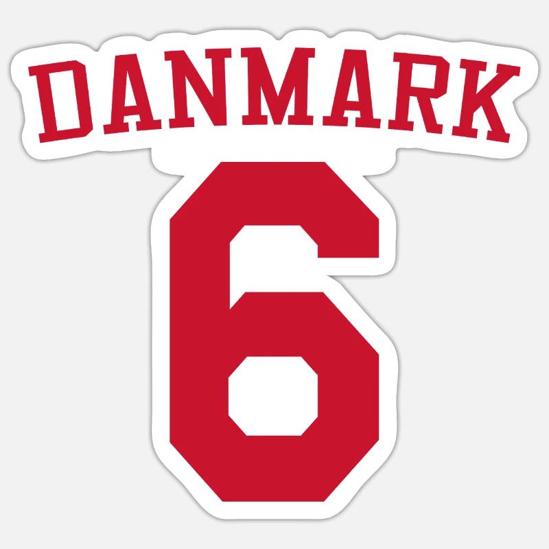 Denmark 6 – Red Text Design - Sticker size S (10 x 10 cm) - white matte