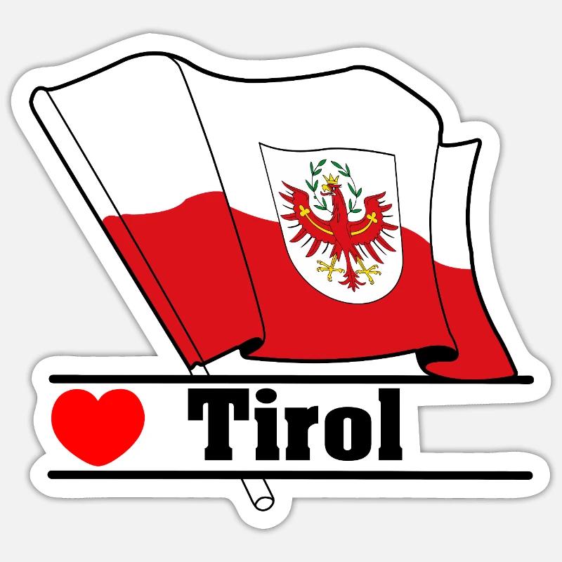 Drapeau du Tyrol avec cœur - Sticker taille S (10 x 10 cm) - blanc mat