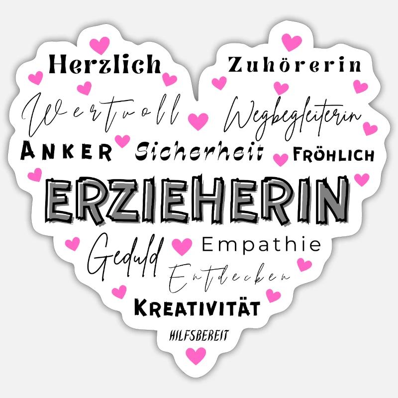 Institutrice de maternelle Herz - Sticker taille S (10 x 10 cm) - blanc mat