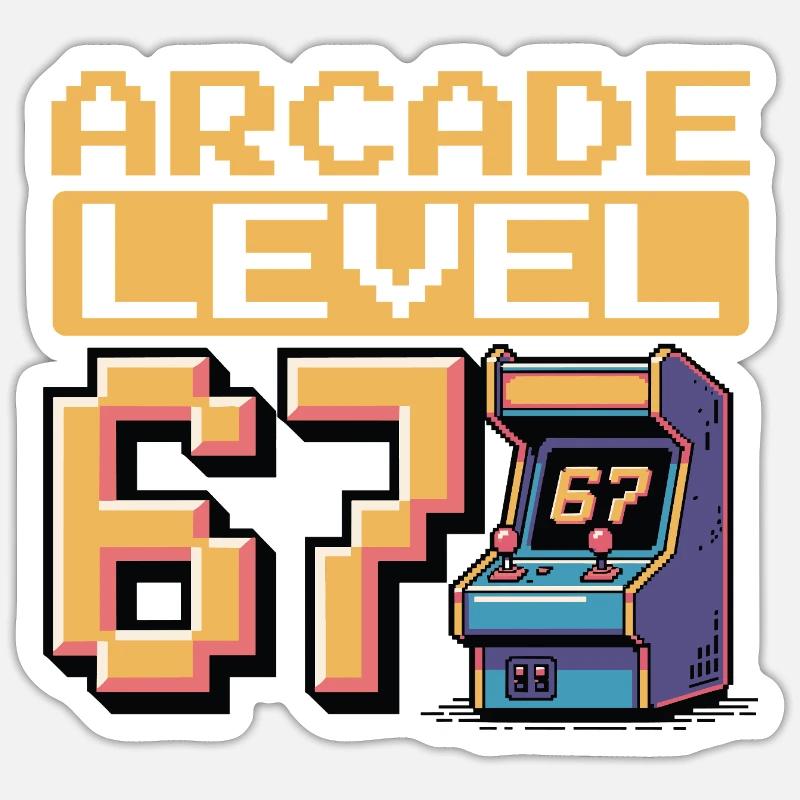 Arcade Level 67 Pixel Art - Sticker taille S (10 x 10 cm) - blanc mat