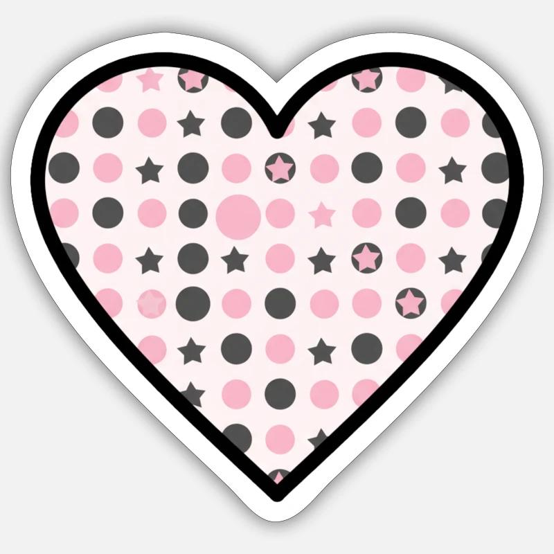 Heart Pattern Star Dots Cute Vector Sticker size S (10 x 10 cm)