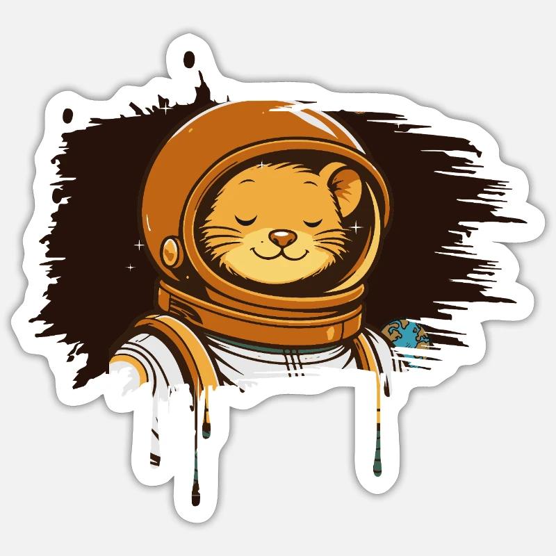 Relaxed astronaut mouse in modern comic style Sticker size S (10 x 10 cm)