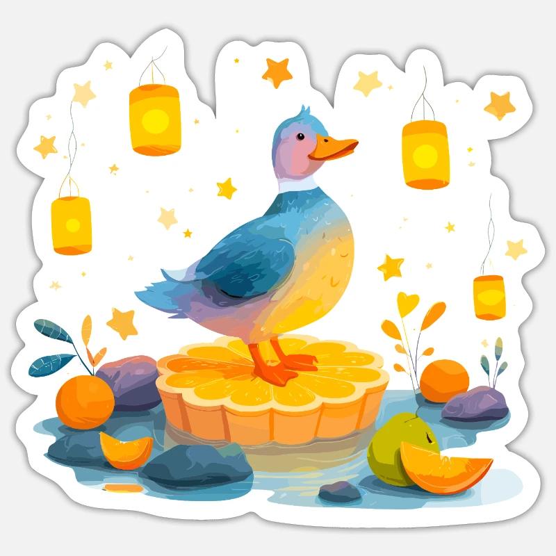Duck on citrus slice - Sticker size S (10 x 10 cm) - white matte