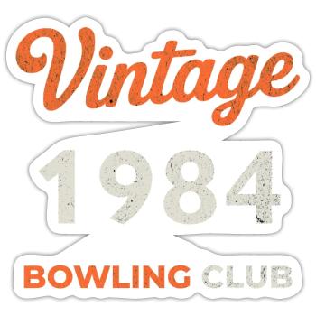 Vintage 1984 – Bowling Club Retro Geburtsjahr - Sticker Größe S (10 x 10 cm) - Mattweiß - Vorne