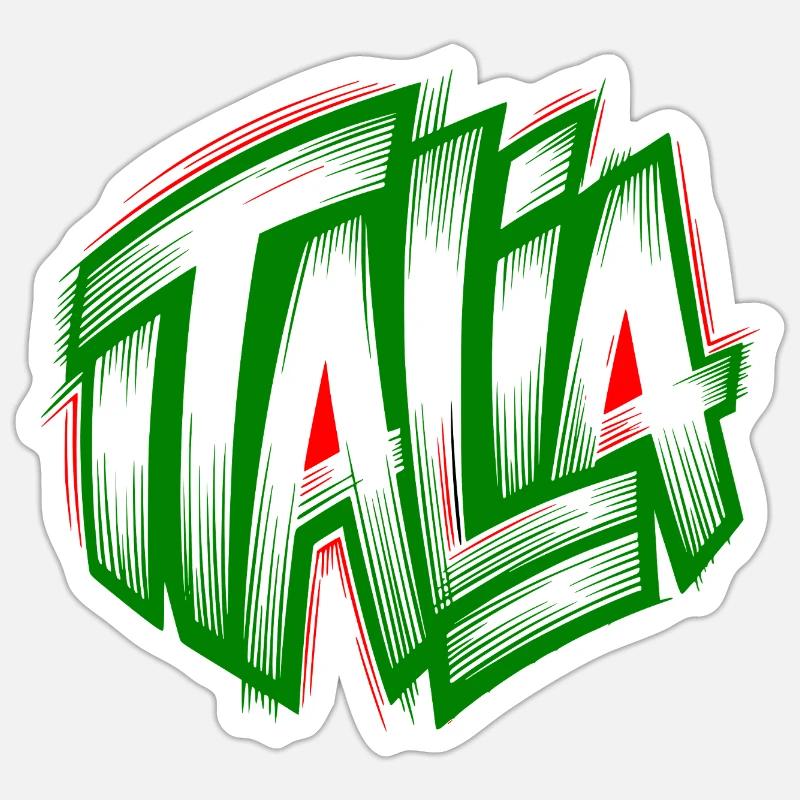 Italia Graffiti vert-rouge - Sticker taille S (10 x 10 cm) - blanc mat