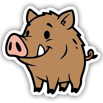 Süßes Wildschwein Comic Glücksbringer - Sticker Größe S (10 x 10 cm) - Mattweiß - Vorne