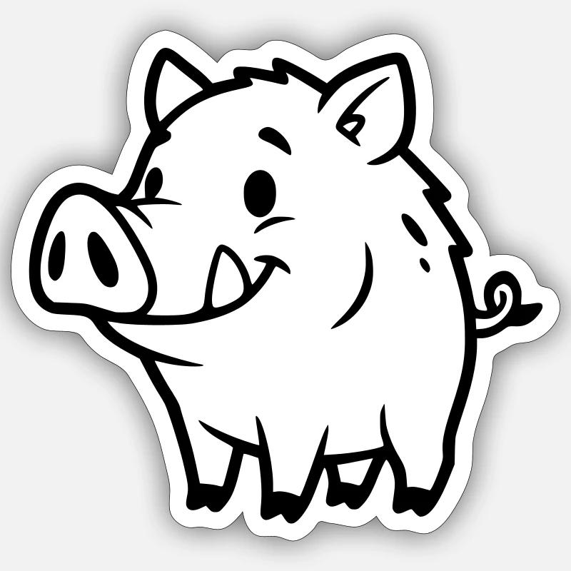Wildschwein Comic Outline Ausmalen Sticker Größe S (10 x 10 cm)