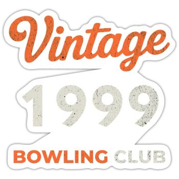 Vintage 1999 – Bowling Club Retro Geburtsjahr - Sticker Größe S (10 x 10 cm) - Mattweiß - Vorne