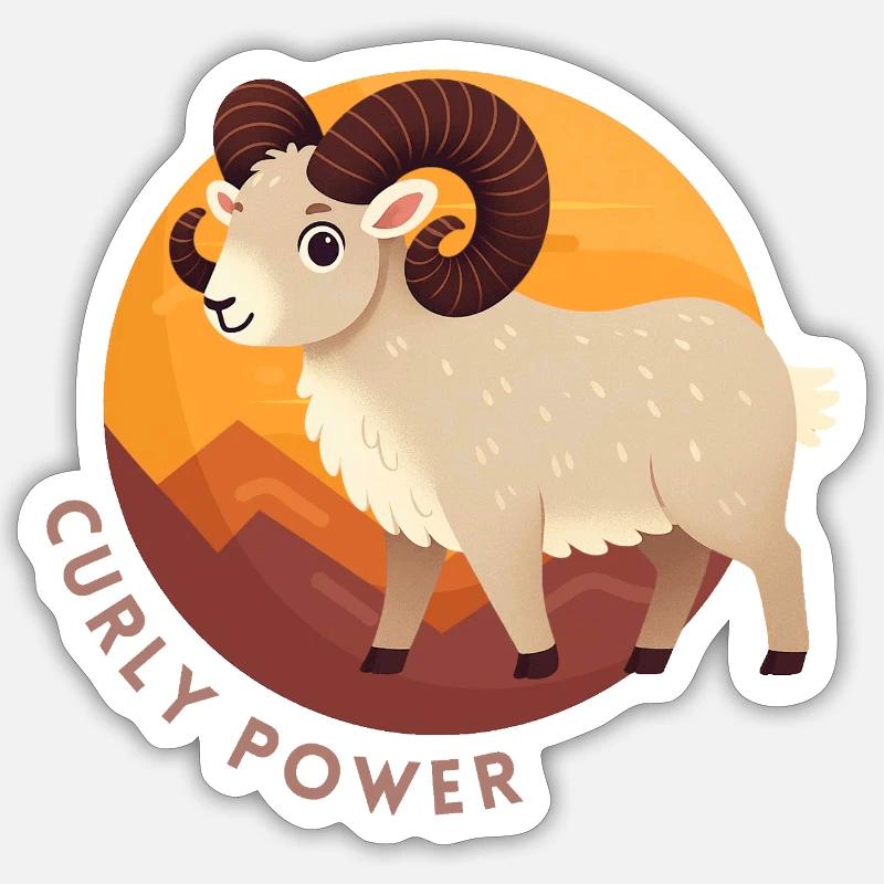 Aries Curly Power Sticker size S (10 x 10 cm)