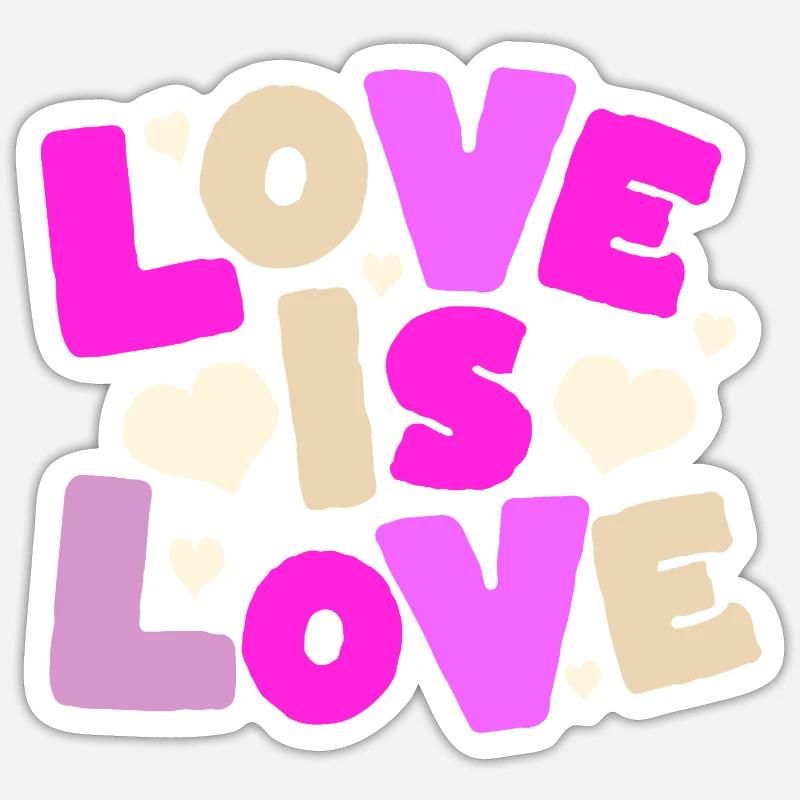 Love Is Love – Buntes Herz Statement - Sticker Größe S (10 x 10 cm) - Mattweiß