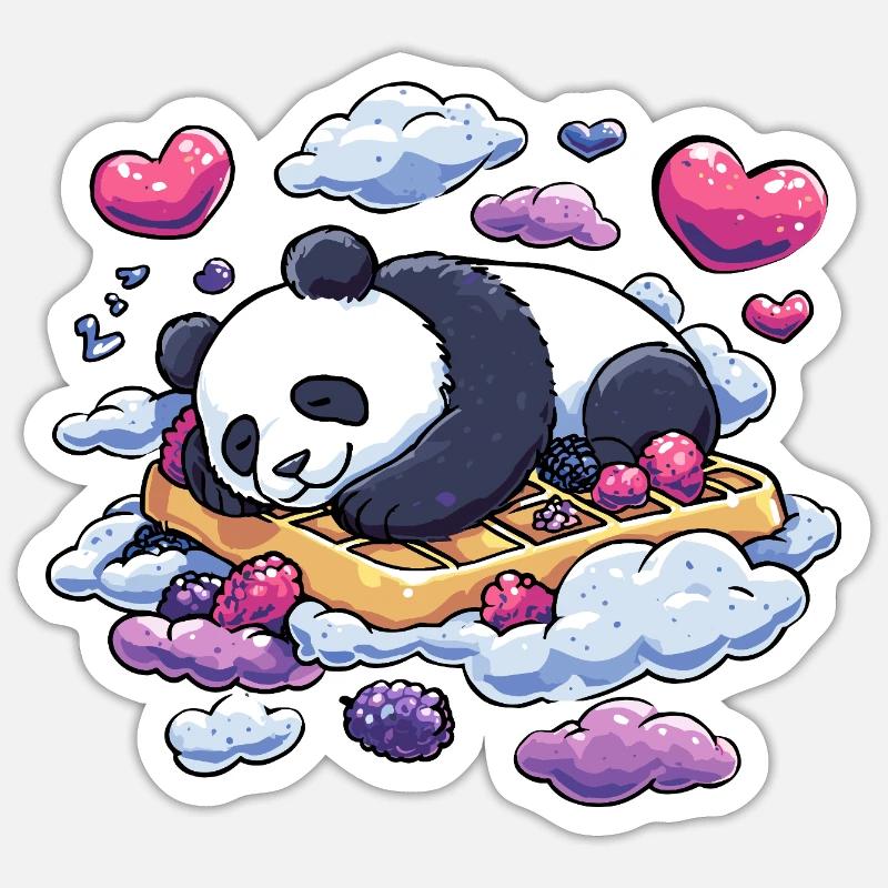 Panda Dream on Waffle Clouds Sticker size S (10 x 10 cm)