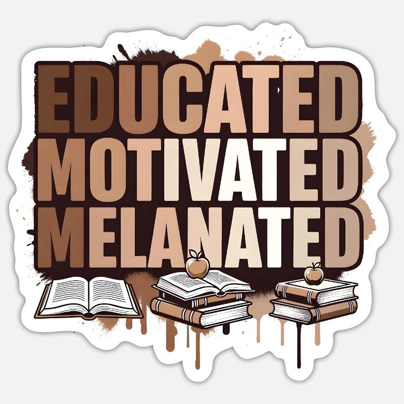 Éducation, motivation, émancipation mélanée - Sticker taille S (10 x 10 cm) - blanc mat